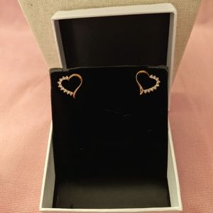 1990's Vintage Heart with 9 faux Diamonds  Earrings